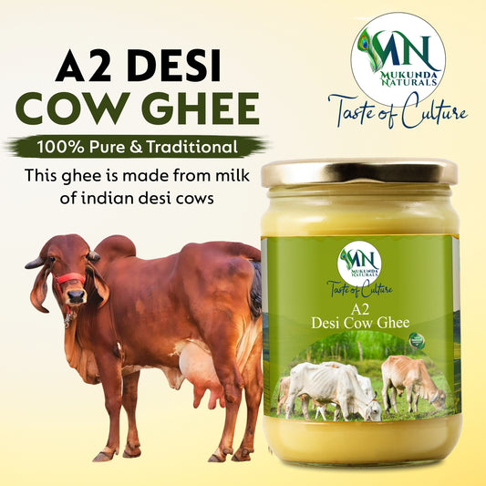Mukunda Naturals A2 Gir Cow Ghee | Pure and Traditional Bilona Method Desi Cow Ghee | Grass Fed and Nutrient Rich A2 Ghee for Cooking and Ayurveda | Glass Bottle (5000ML (5Ltr)) (Copy)