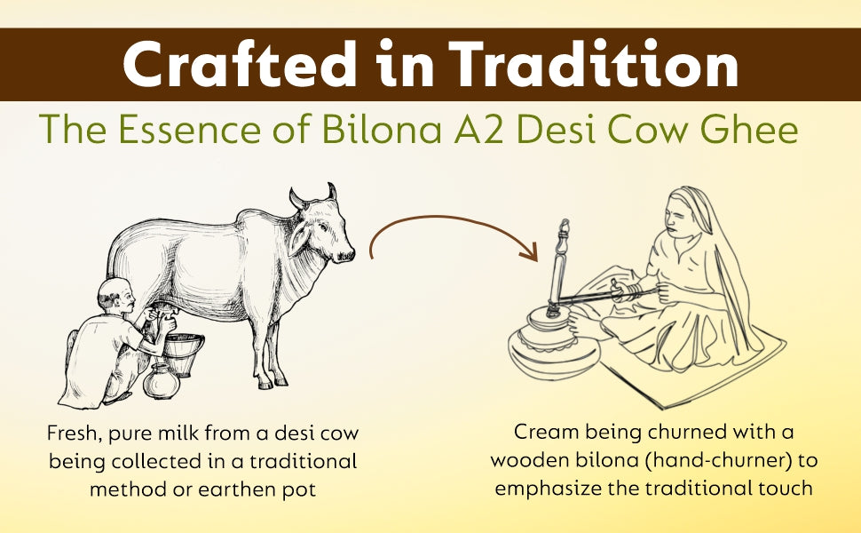Mukunda Naturals A2 Gir Cow Ghee | Pure and Traditional Bilona Method Desi Cow Ghee | Grass Fed and Nutrient Rich A2 Ghee for Cooking and Ayurveda | Glass Bottle (500ML)