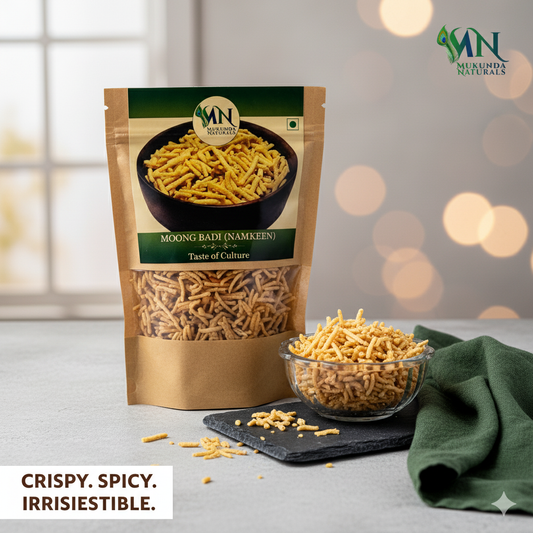 Mukunda Naturals Rajasthani Moong Badi | Traditional Crispy and Protein Rich Snack | No Preservatives or Additives | 300gm